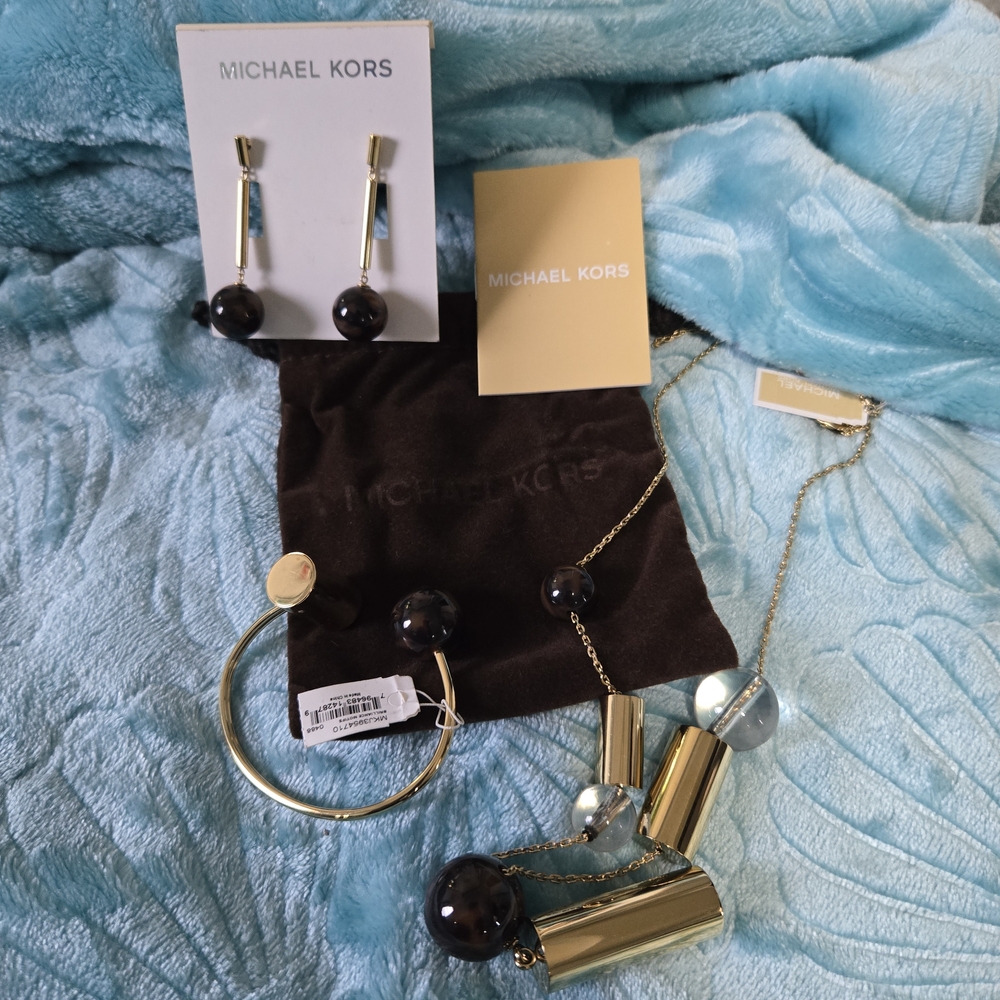 Michael Kors Gold and Black Earrings
